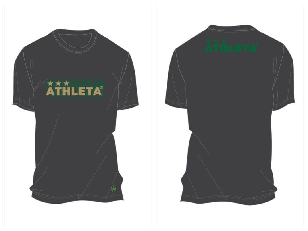 東京ヴェルディ×ATHLETA　アスレタ半袖Tシャツ　ブラック　Lサイズ ATHLETA アスレタ 別注 プラTシャツ 半袖(ブラック×ゴールド) FP-426